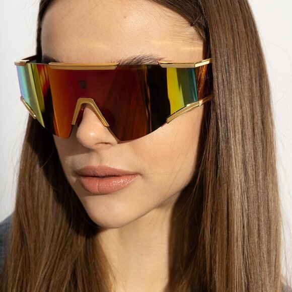 🕶️ New Balmain FLECHE BPS-138C Sunglasses - Gold/Matte Gold/Matte Red Frame